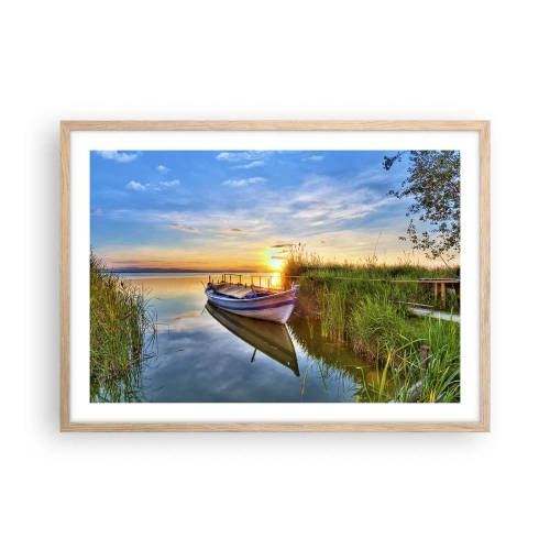 Plakat i ramme af lyst egetræ - Bugt med opfyldte drømme - 70x50 cm