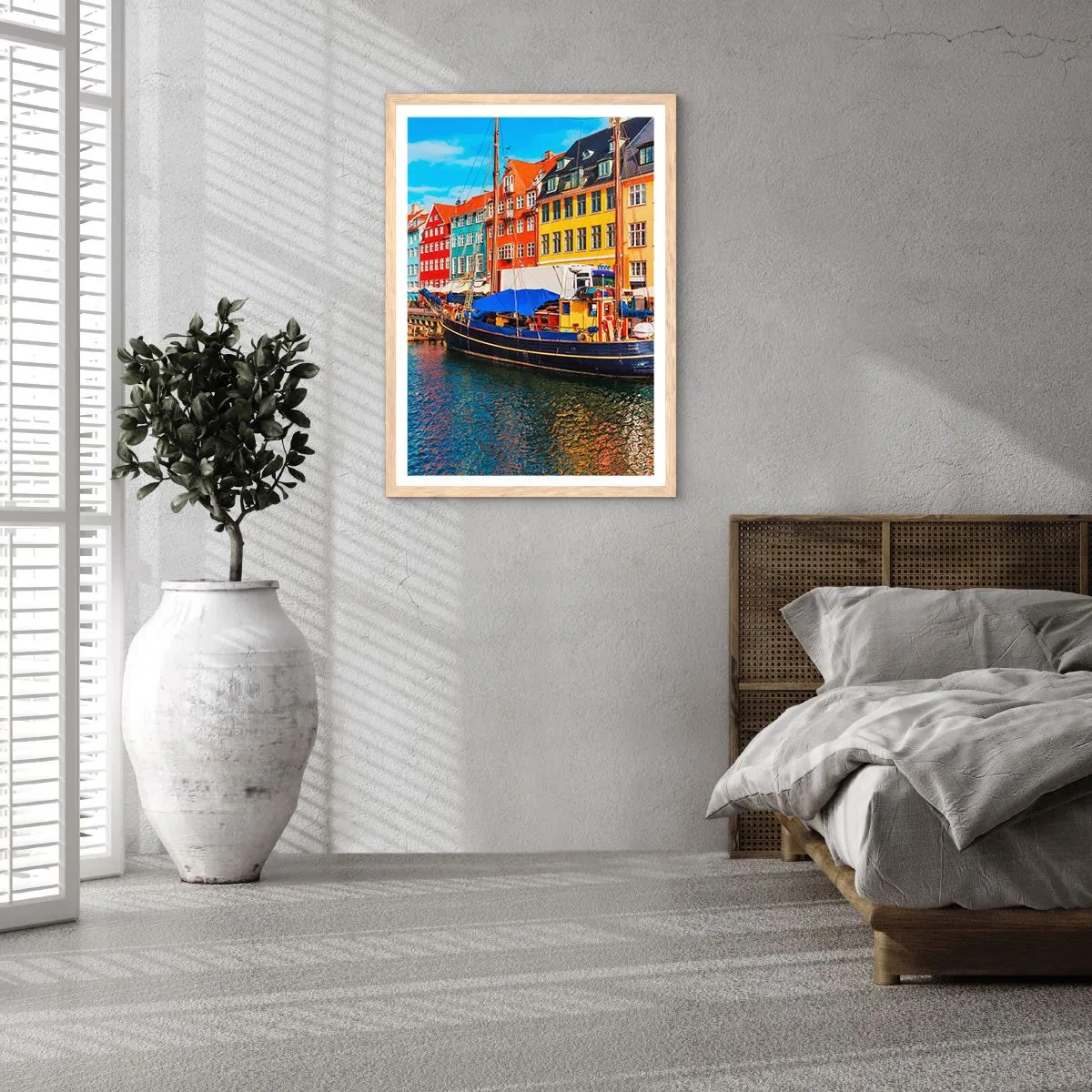 Plakat i ramme af lyst egetræ - Glædelig kaj - 61x91 cm
