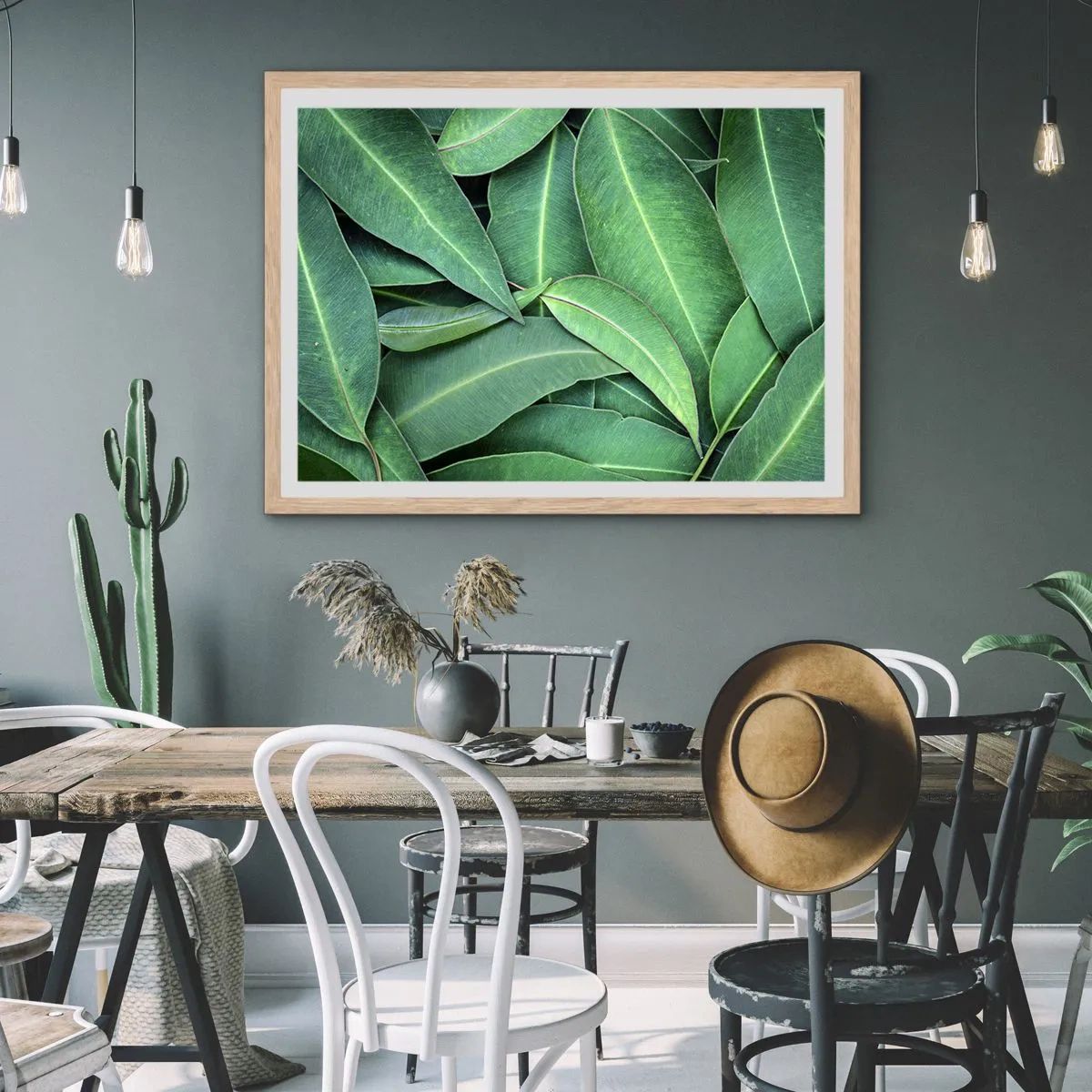 Plakat i ramme af lyst egetræ - Saftig og frisk - 100x70 cm
