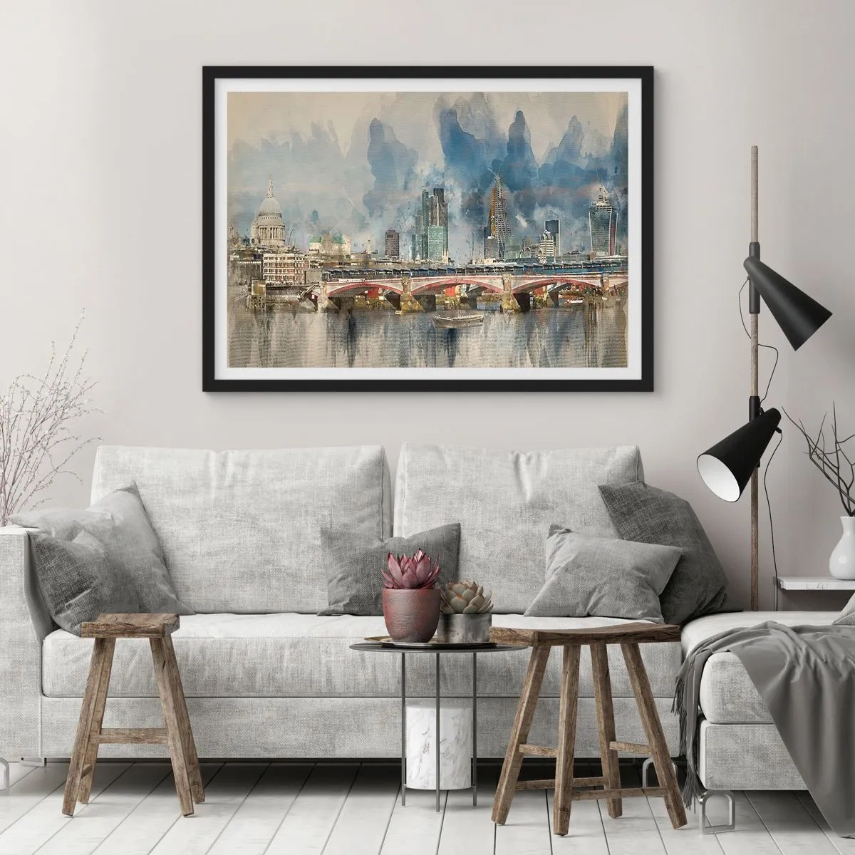 Plakat i sort ramme - London i al sin pragt - 91x61 cm