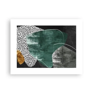 Plakat - Farverig abstraktion med en guldflager - 40x30 cm