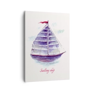 Lærredstryk - Billede på lærred - Fulde sejl og roligt vand - 50x70 cm
