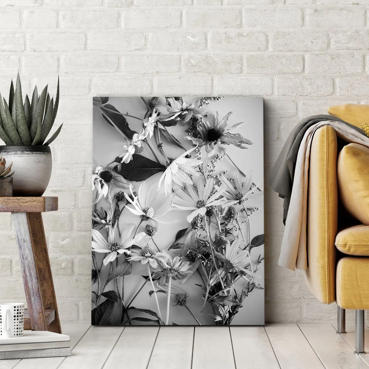 Lærredstryk - Billede på lærred - Blomster uden buket - 50x70 cm