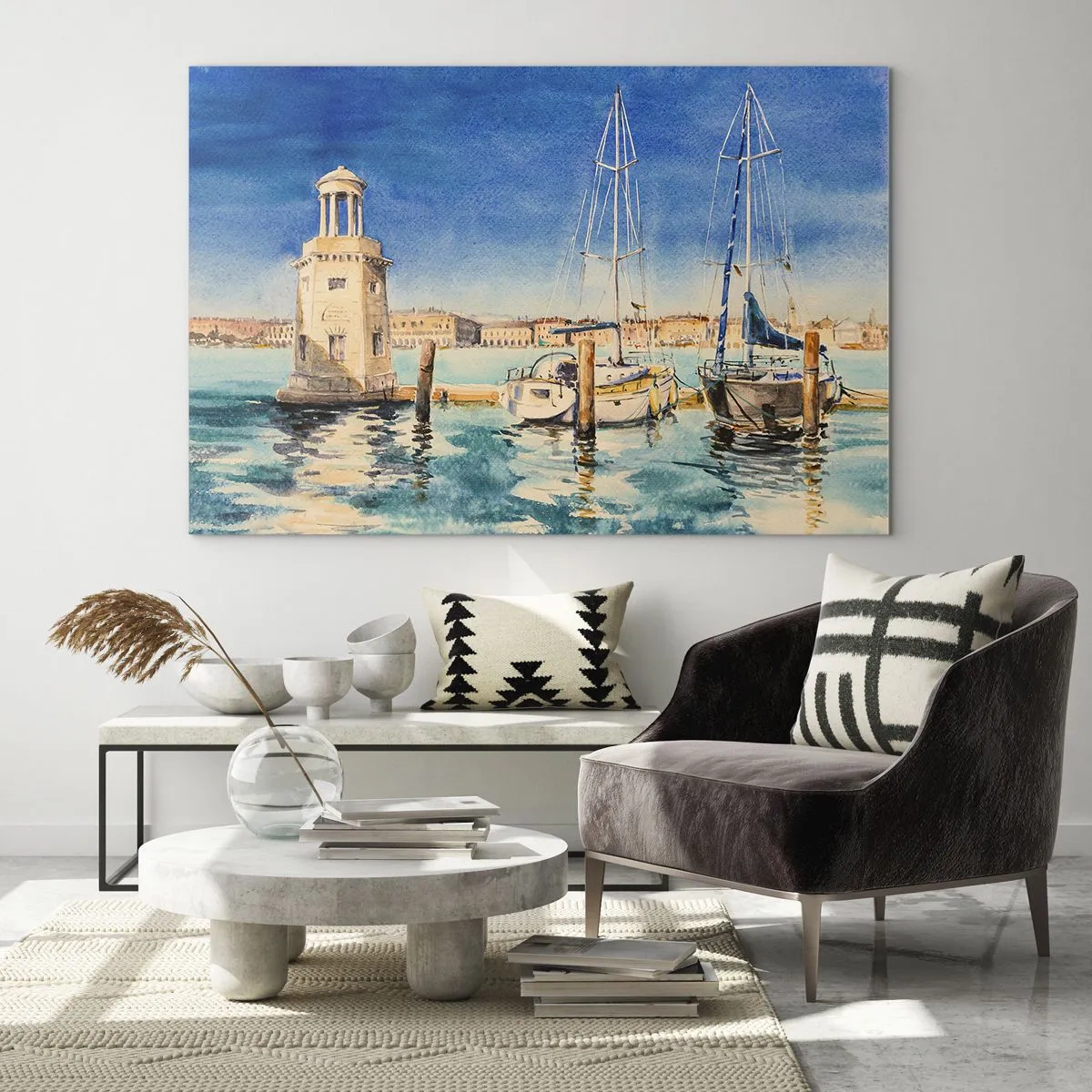 Billede på glas - Solrig lagune - 120x80 cm