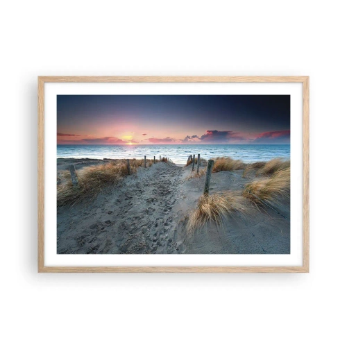 Plakat i ramme af lyst egetræ - Du har udgydt en regnbue af strålende pragt.... - 70x50 cm