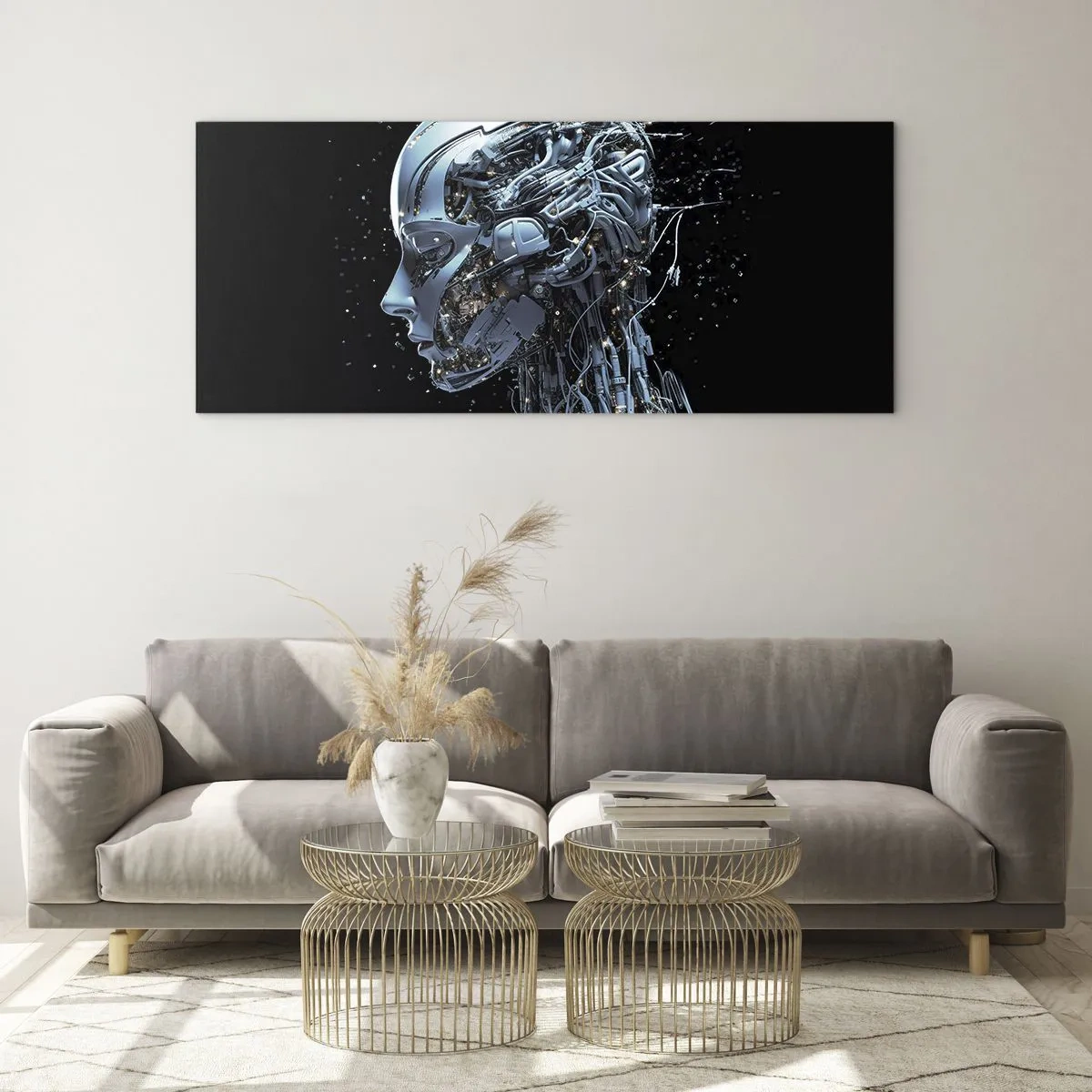 Billede på glas - Teknologi er en kvinde - 100x40 cm