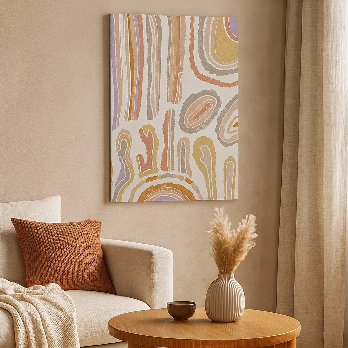 Lærredstryk - Billede på lærred - Farverige tværsnit - 50x70 cm