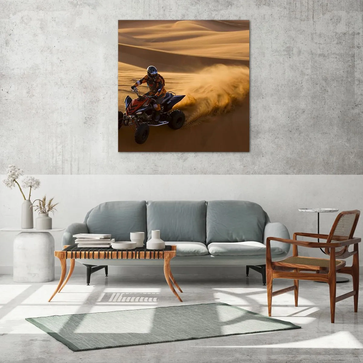 Billede på glas - På bølger af sand - 70x70 cm