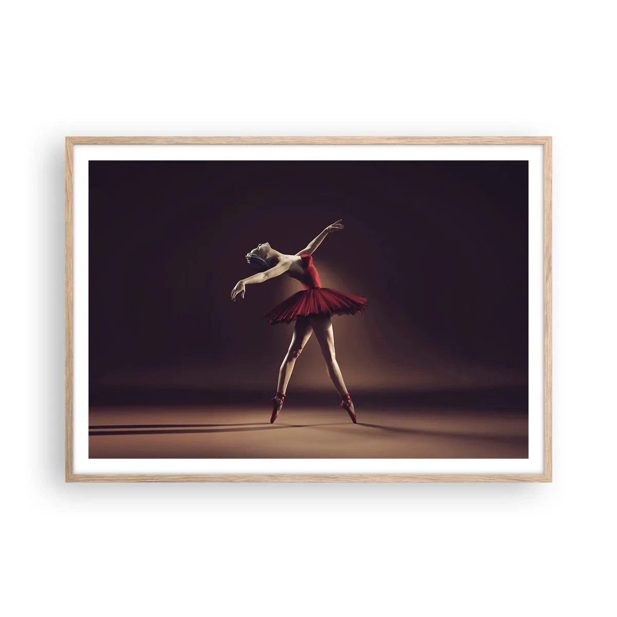 Plakat i ramme af lyst egetræ - Prima ballerina - 100x70 cm