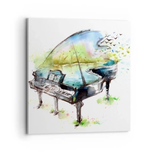 Lærredstryk - Billede på lærred - Fortryllet af musik - 70x70 cm