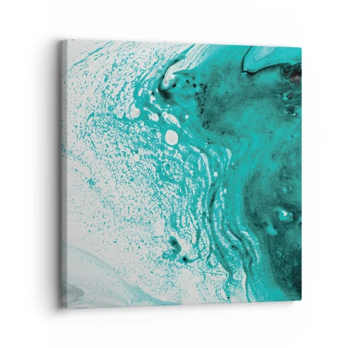 Lærredstryk - Billede på lærred - Opløses i hvidt og turkis - 30x30 cm