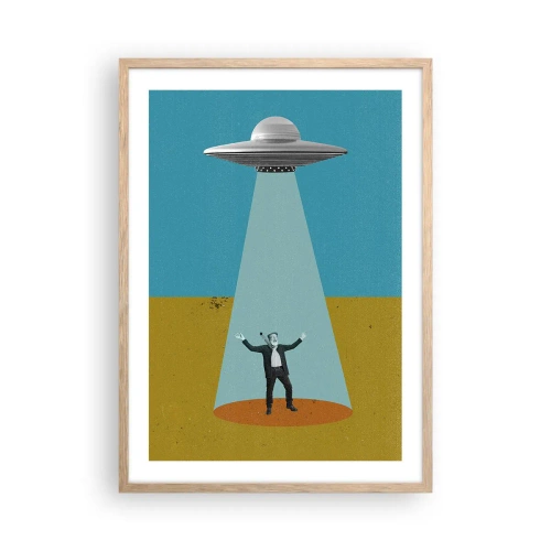 Plakat i ramme af lyst egetræ - Et tæt møde - 50x70 cm