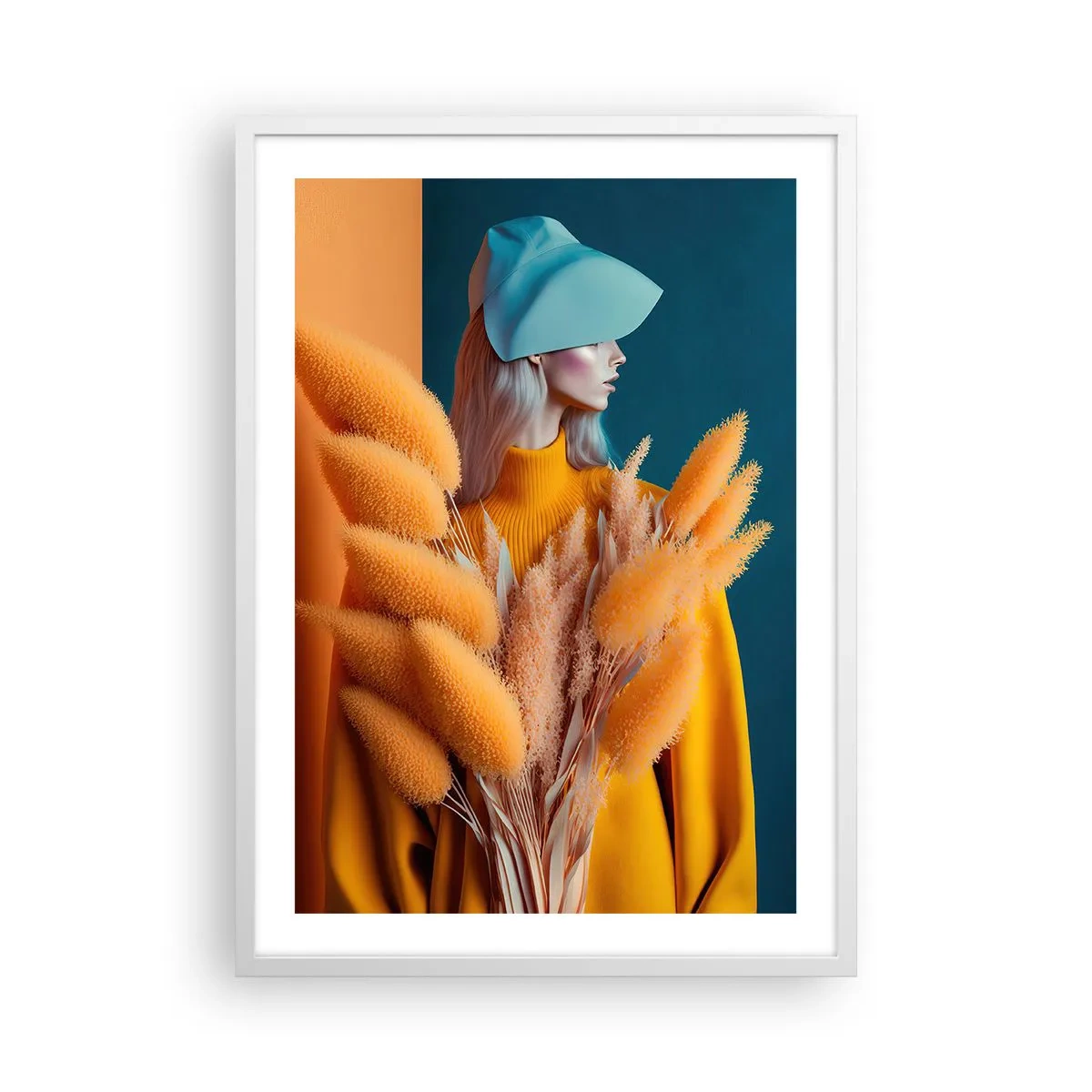 Plakat i hvid ramme - Fluffy portræt - 50x70 cm