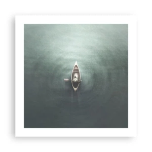 Plakat - På tværs af en månelyst sø - 50x50 cm