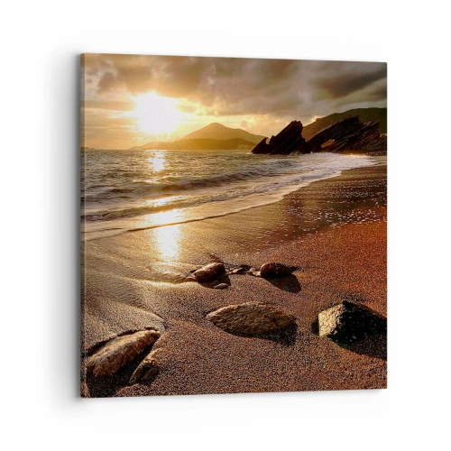 Lærredstryk - Billede på lærred - Følg solen til bjergene - 70x70 cm