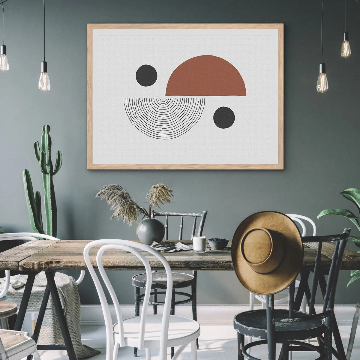 Plakat i ramme af lyst egetræ - Perfektion af hjulet - 100x70 cm