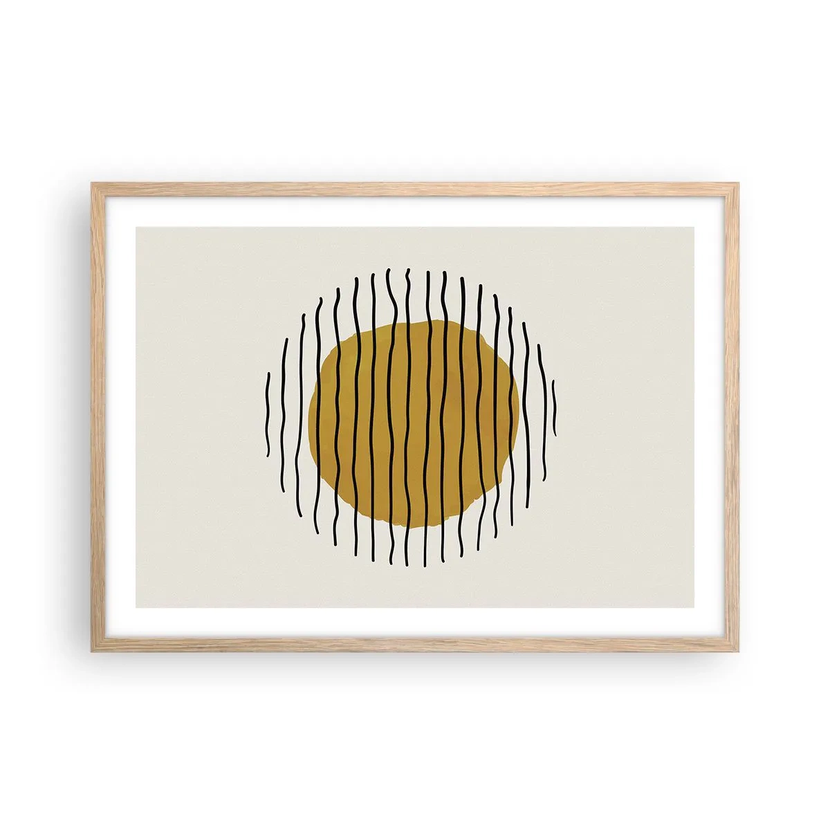 Plakat i ramme af lyst egetræ - Abstraktion, der skælver af varme - 70x50 cm