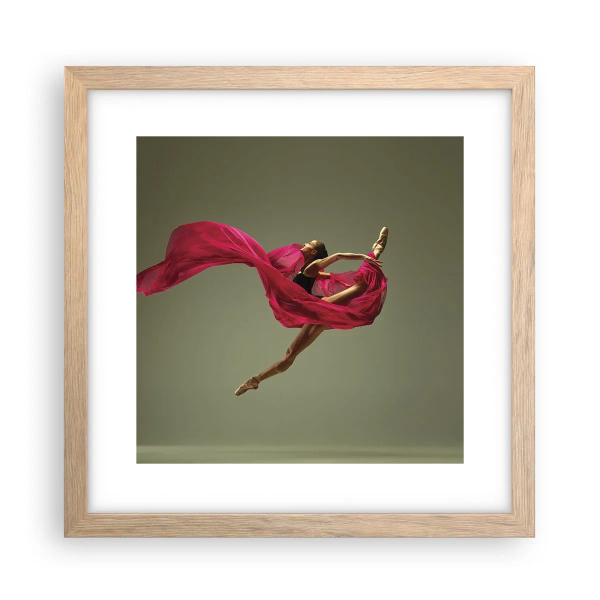 Plakat i ramme af lyst egetræ - Dansende flamme - 30x30 cm