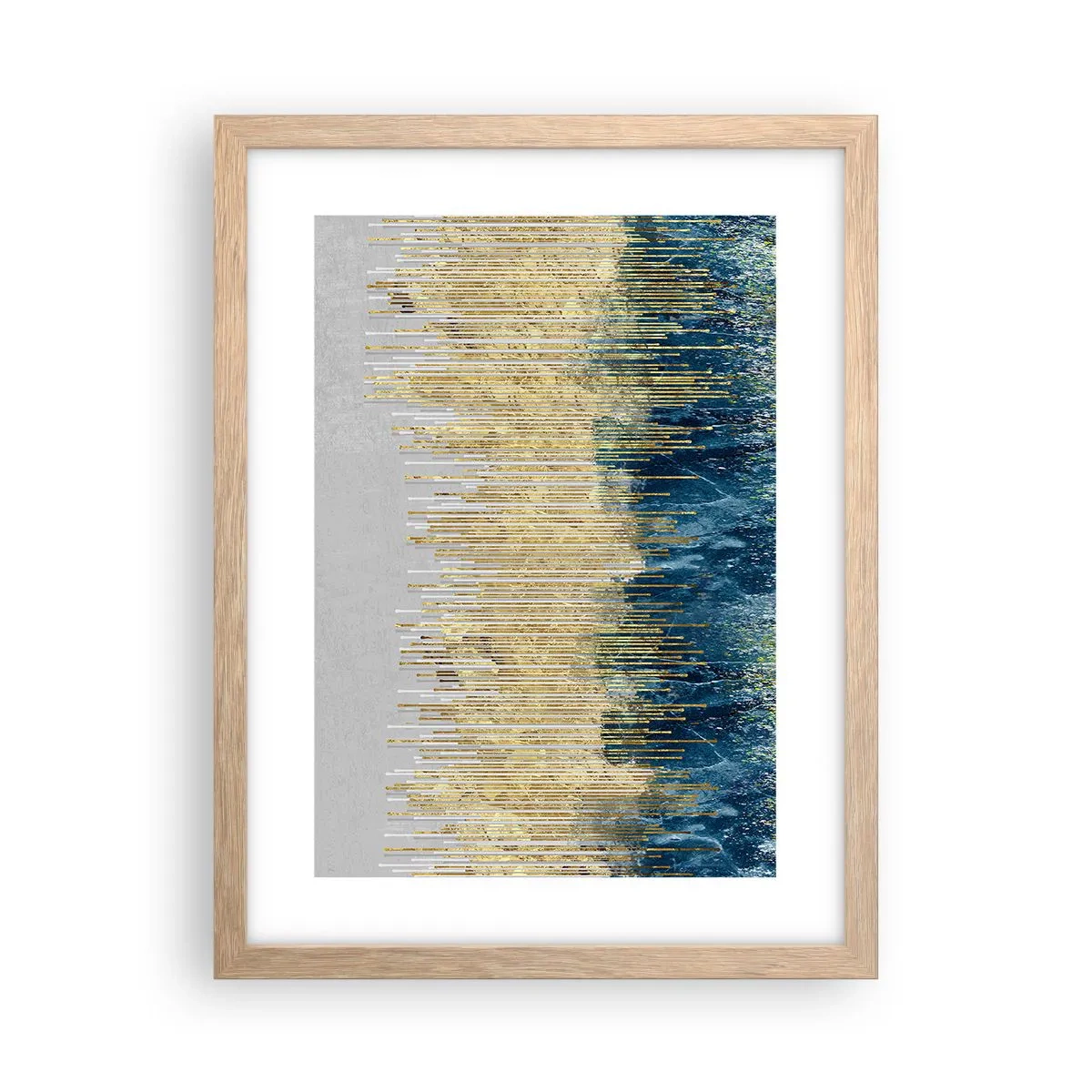 Plakat i ramme af lyst egetræ - Forgyldt grænse - 30x40 cm