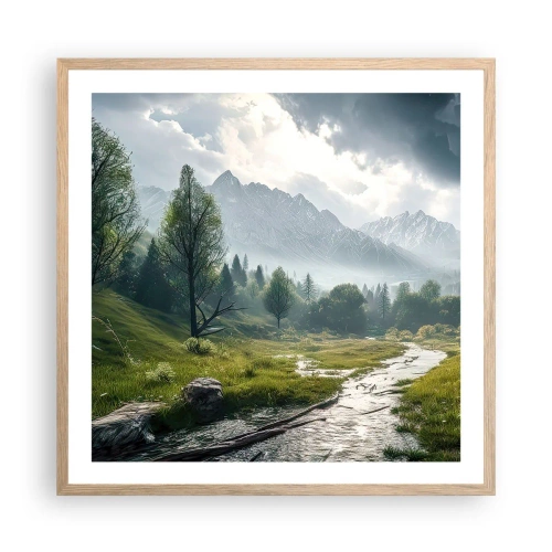 Plakat i ramme af lyst egetræ - Der og tilbage - 60x60 cm