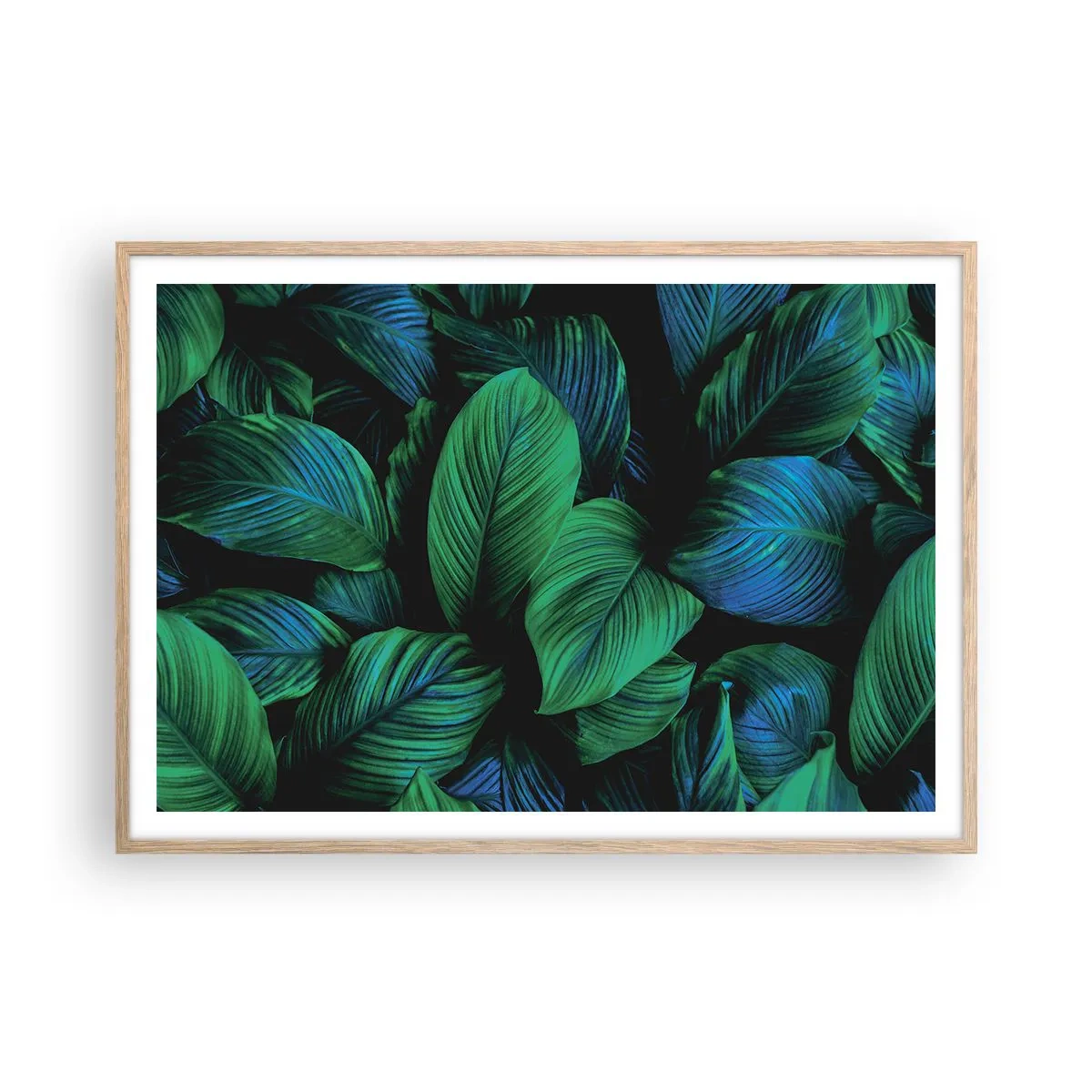 Plakat i ramme af lyst egetræ - I den grønne flok - 100x70 cm