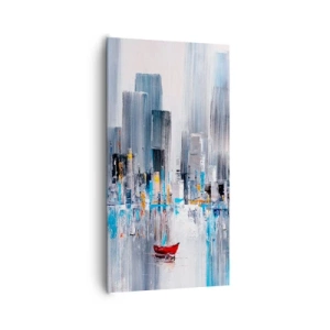 Lærredstryk - Billede på lærred - Metropolis ved bugten - 65x120 cm