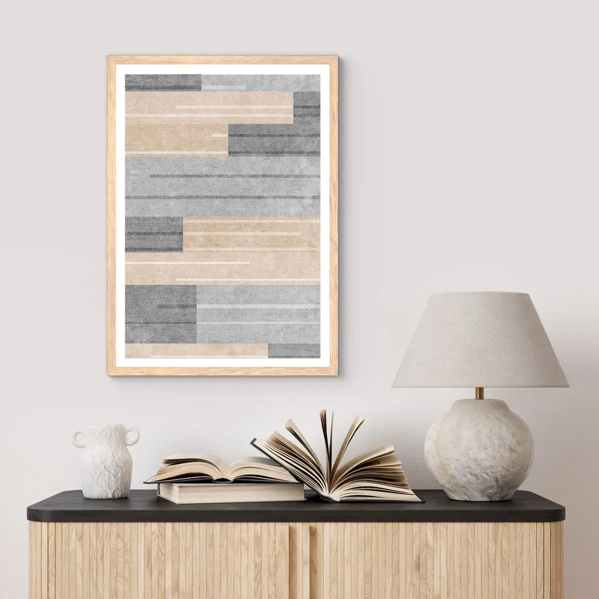 Plakat i ramme af lyst egetræ - Komposition: hold den lodret - 61x91 cm