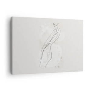 Lærredstryk - Billede på lærred - En diskret silhuetskitse i minimalistisk stil - 70x50cm - At forvilde sig med blikket - Moderne vægdekoration til stue og soveværelse ARTTOR