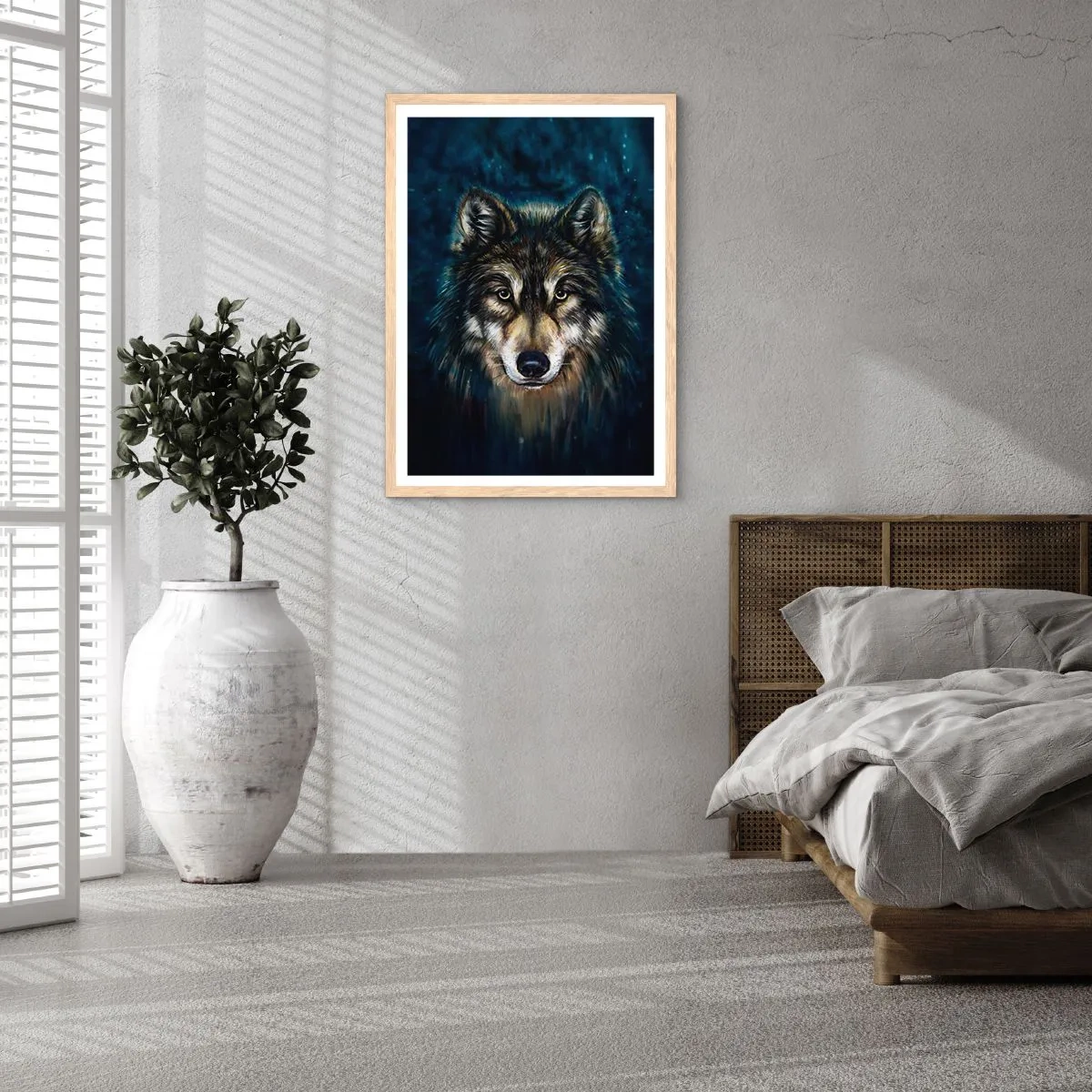 Plakat i ramme af lyst egetræ - Alfa? Og omega - 61x91 cm