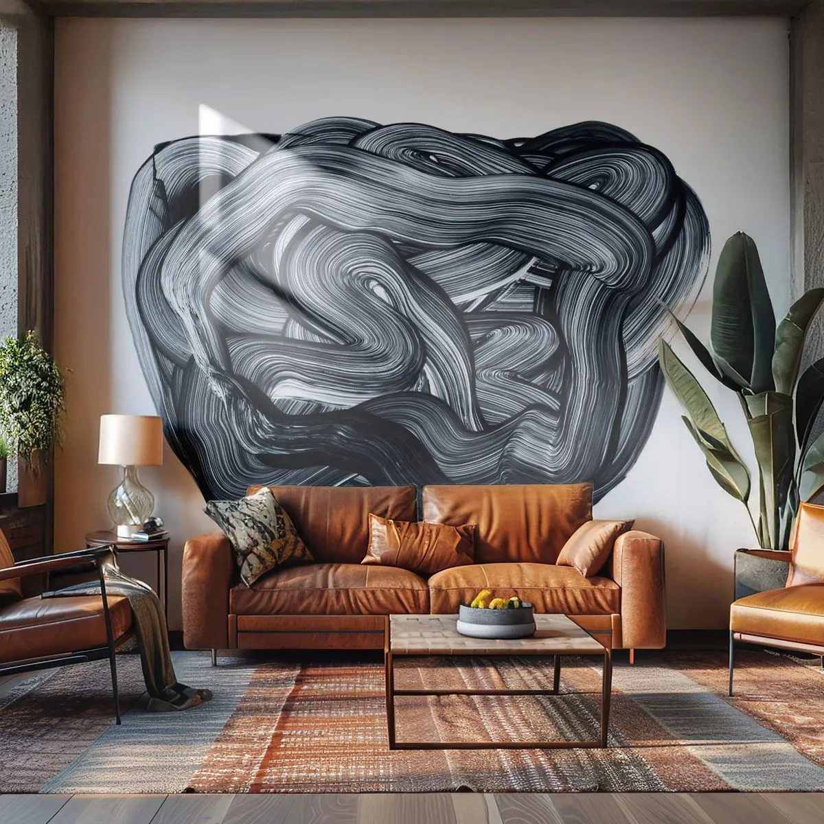 Fototapet Premium Sand - Så enkelt er det ikke - Abstraktion, Grafik, Sort og hvid - 100x70 cm