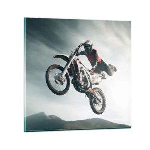 Billede på glas - Ingen sjov uden risiko - 70x70 cm