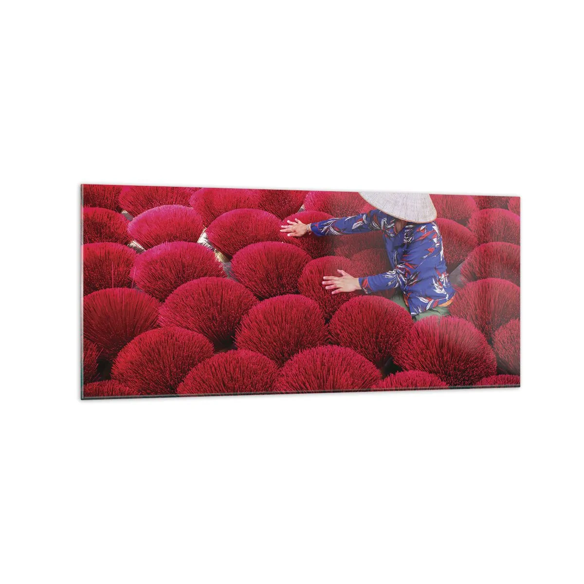 Billede på glas - I en rismark - 120x50 cm