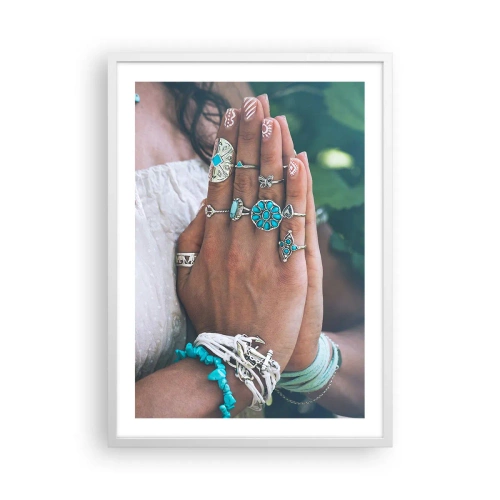 Plakat i hvid ramme - Velkommen til værens centrum - 50x70 cm