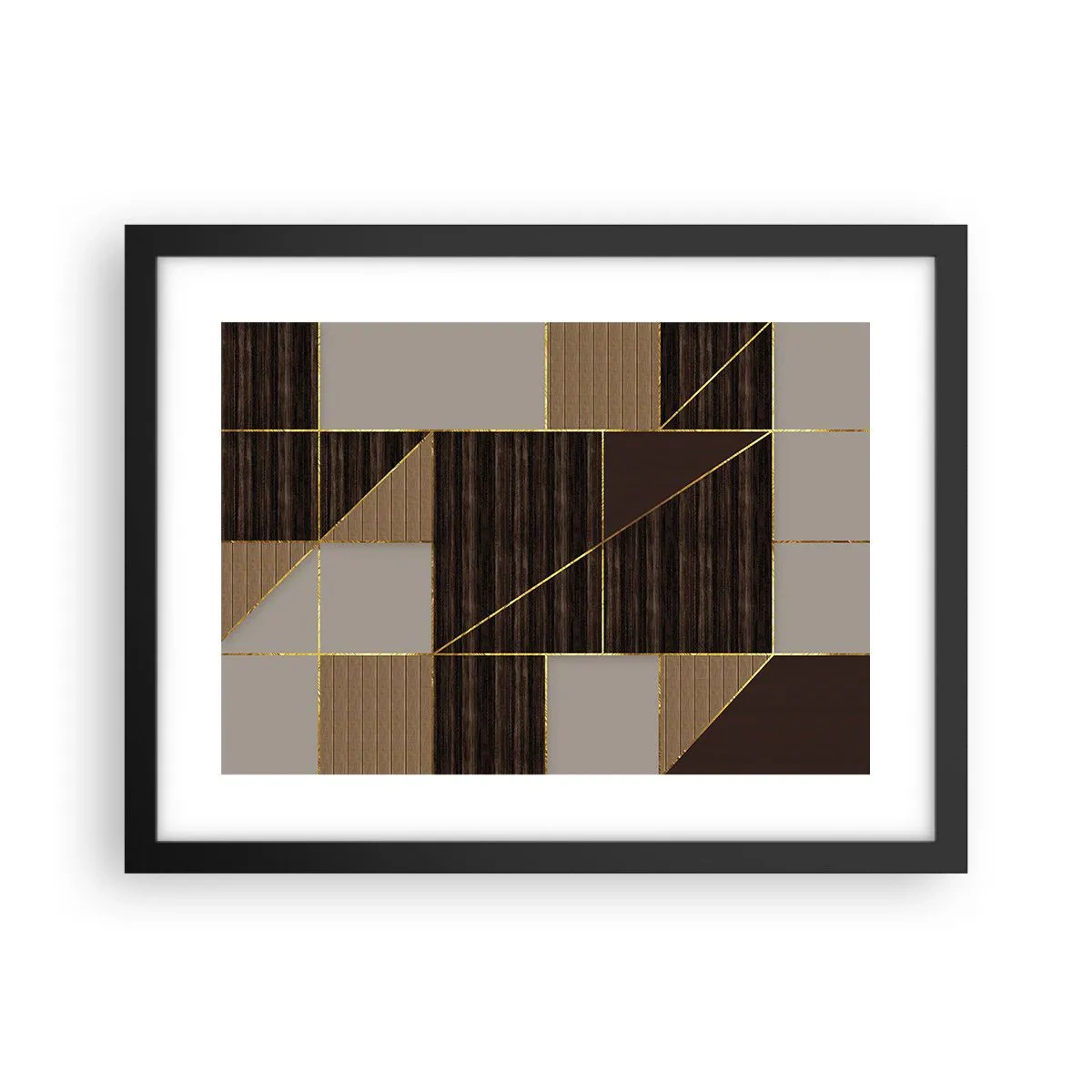 Plakat i sort ramme - En mosaik af brune og gyldne farver - 40x30 cm