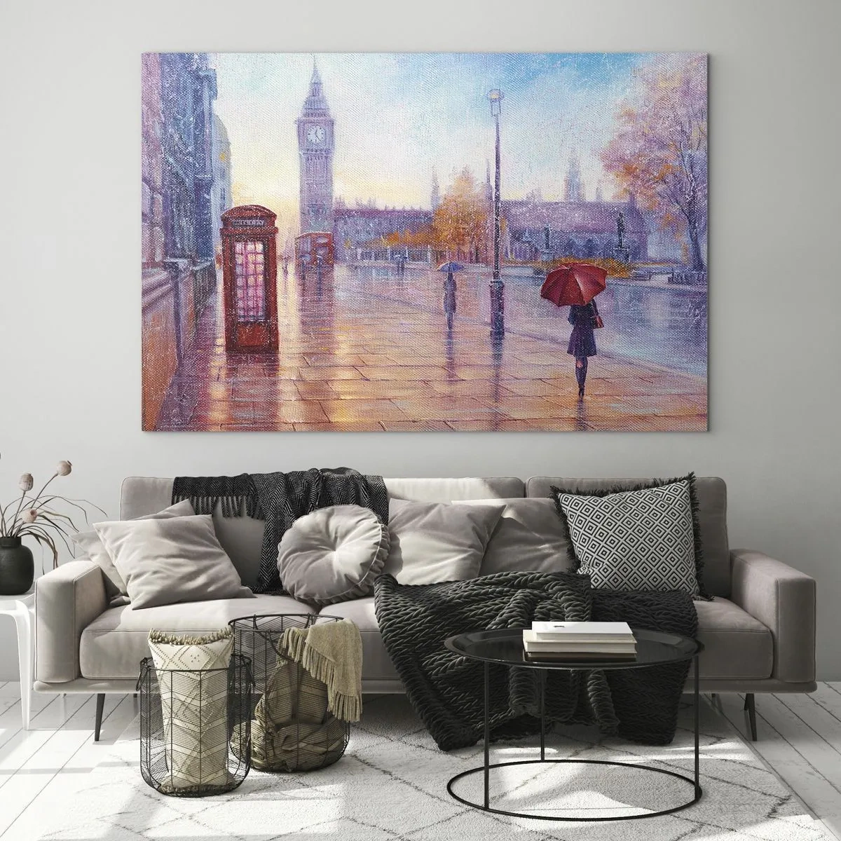 Billede på glas - En efterårsdag i London - 120x80 cm