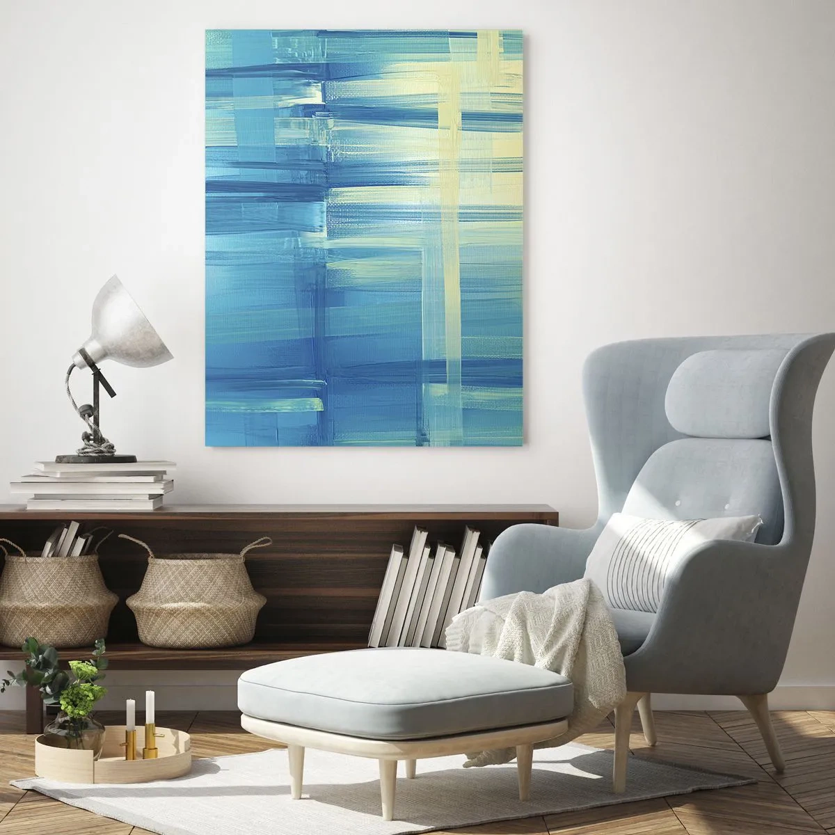 Billede på glas - Komposition i turkis - 80x120 cm