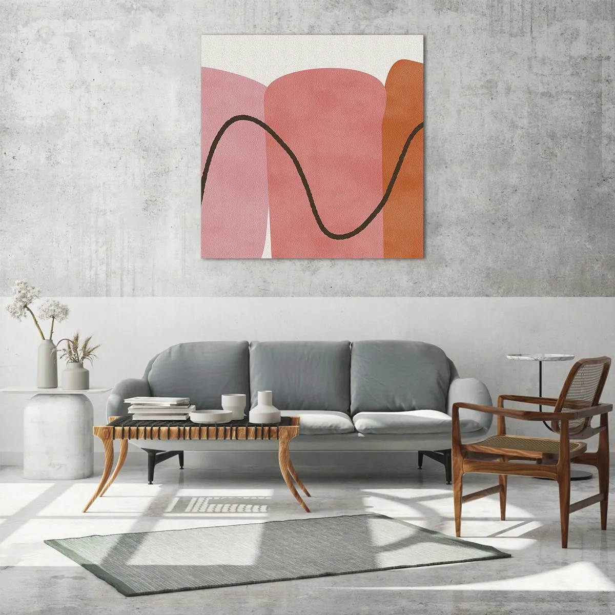 Billede på glas - Formernes blide bevægelse - 50x50 cm