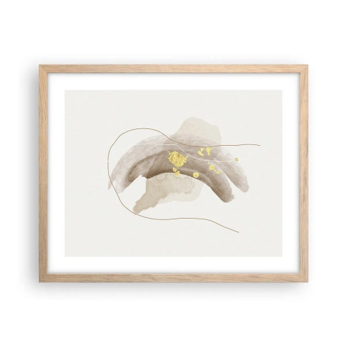 Plakat i ramme af lyst egetræ - Mødt i rummet - 50x40 cm