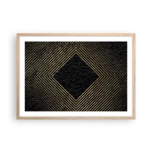 Plakat i ramme af lyst egetræ - Geometri i glamour-stil - 70x50 cm