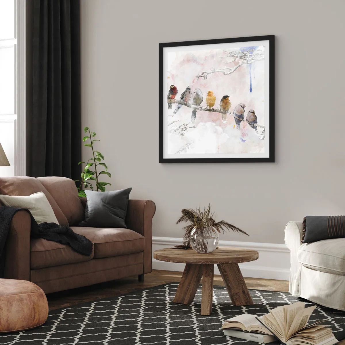 Plakat i sort ramme - Møde med vinger - 30x30 cm
