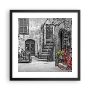 Plakat i sort ramme - Toscansk vej - 40x40 cm