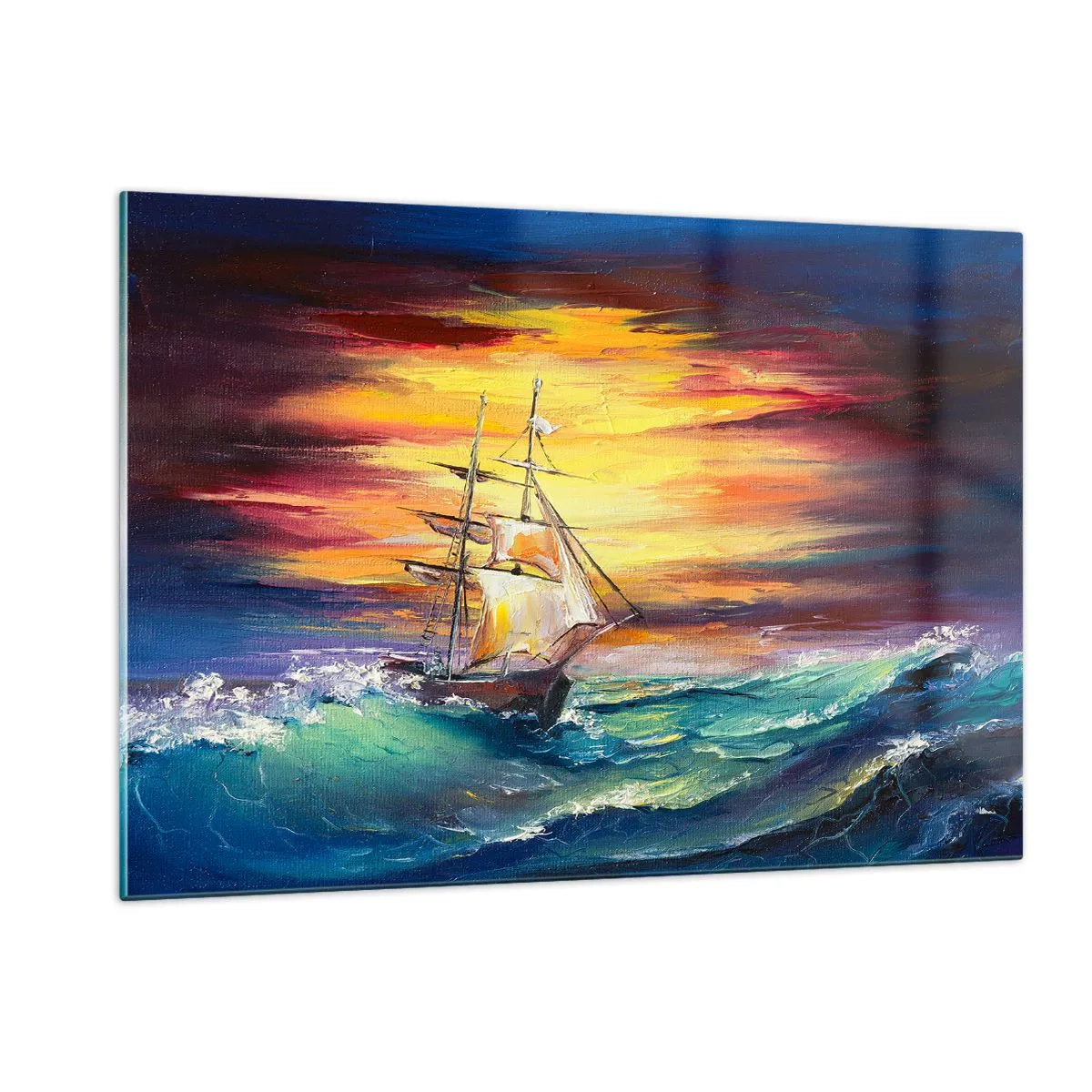 Billede på glas - At trodse bølgerne - 120x80 cm