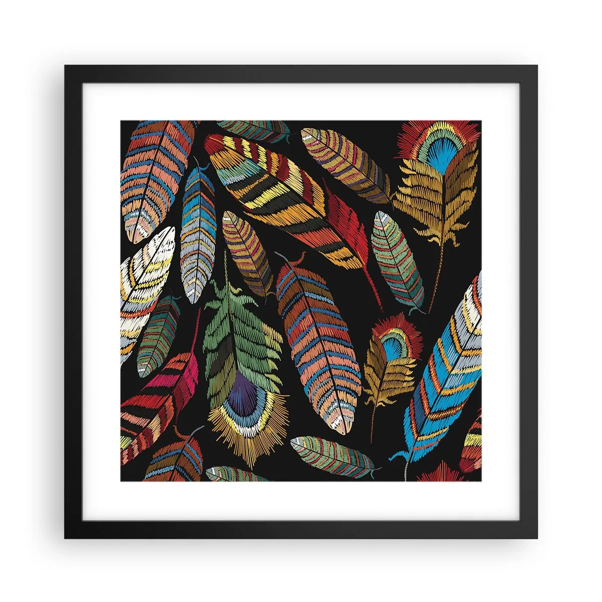 Plakat i sort ramme - Fuglekarneval - 40x40 cm