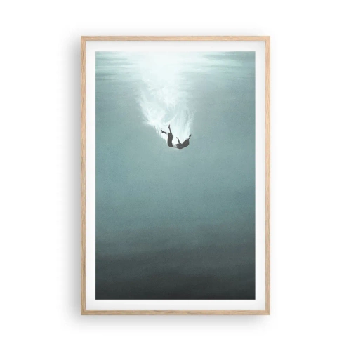 Plakat i ramme af lyst egetræ - I havets favntag - 61x91 cm