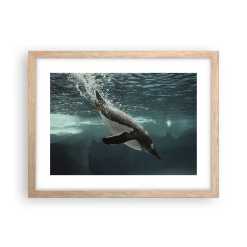 Plakat i ramme af lyst egetræ - Velkommen til min verden - 40x30 cm