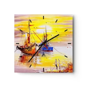 Vægur, Uret - Et velfortjent hvil i havnen - 30x30 cm
