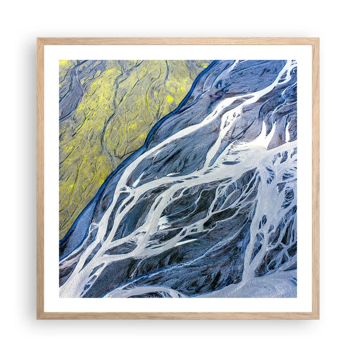 Plakat i ramme af lyst egetræ - Naturens hulemalerier - 60x60 cm