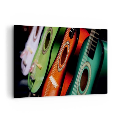 Lærredstryk - Billede på lærred - Guitaren har mange farver - 120x80 cm