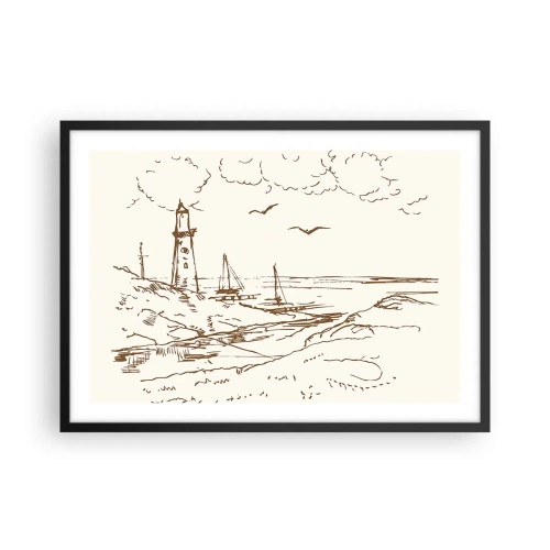 Plakat i sort ramme - Oversigt over sommerminder - 70x50 cm