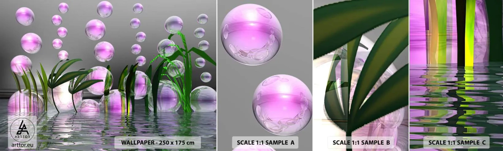 Fototapet Prøve Standard Eco - En reflekterende komposition af lethed og liv - Abstraktion, Grafik, 3D - 100x30 cm